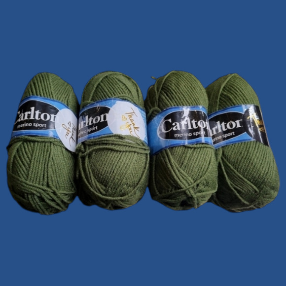 Lot B 4 Skeins Carlton Merino Sport Yarn Color #8 Olive Green Acrylic/Wool Blend - Picture 1 of 8